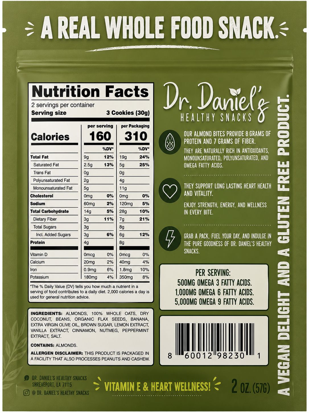 Almond – Dr. Daniel’s Yumoh’s Oat Nut Bites | Nutrient-Dense Energy Snack