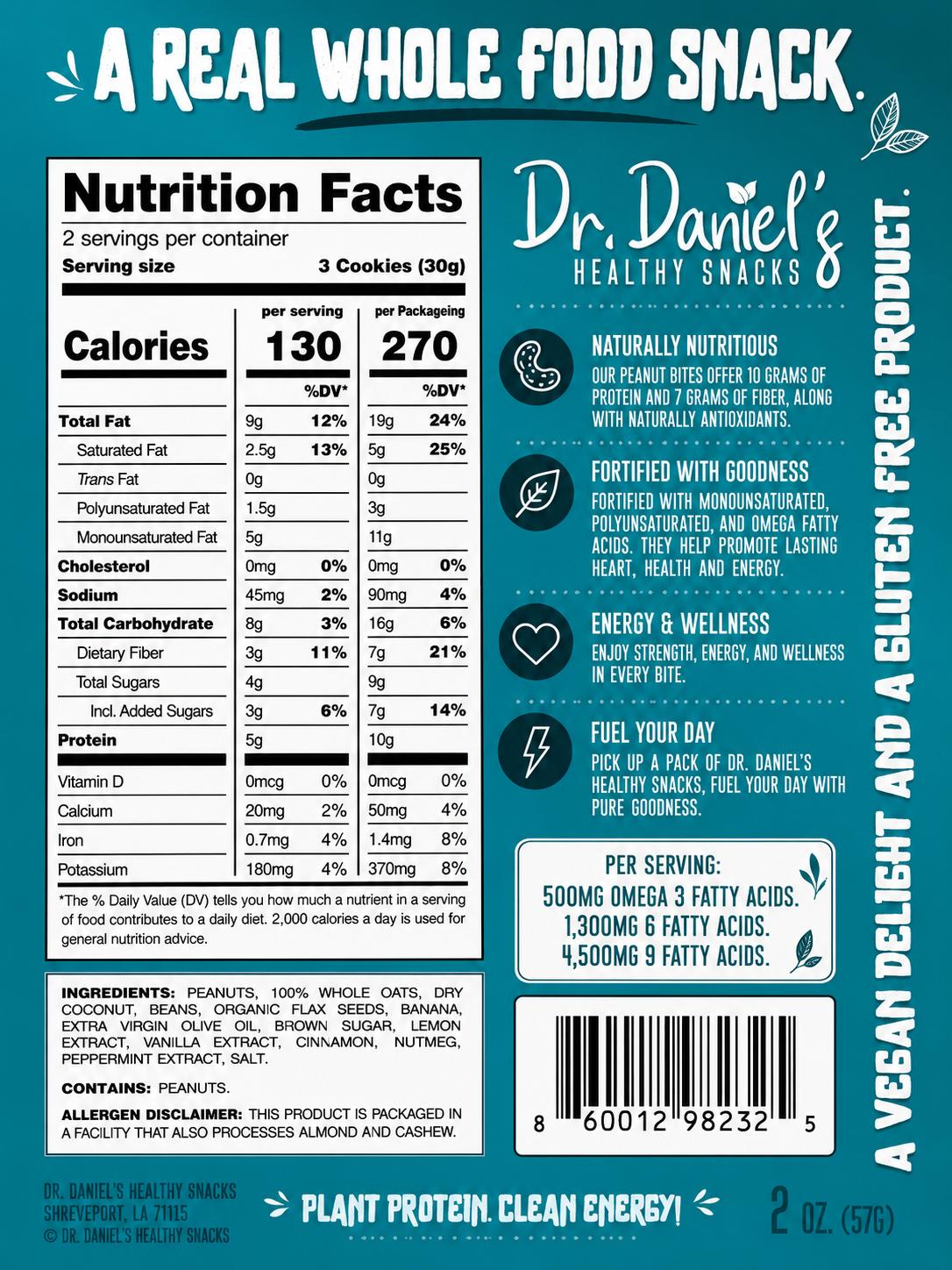 Peanut – Dr. Daniel’s Yumoh’s Oat Nut Bites | Protein-Rich Snack